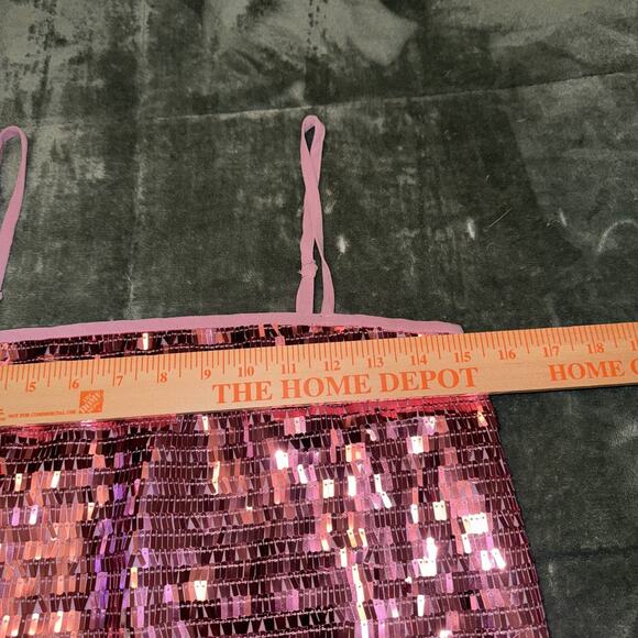 Talulah Sequin Mini Dress Women Small Pink Sleeveless Side Zip Spaghetti Strap - Picture 6 of 6